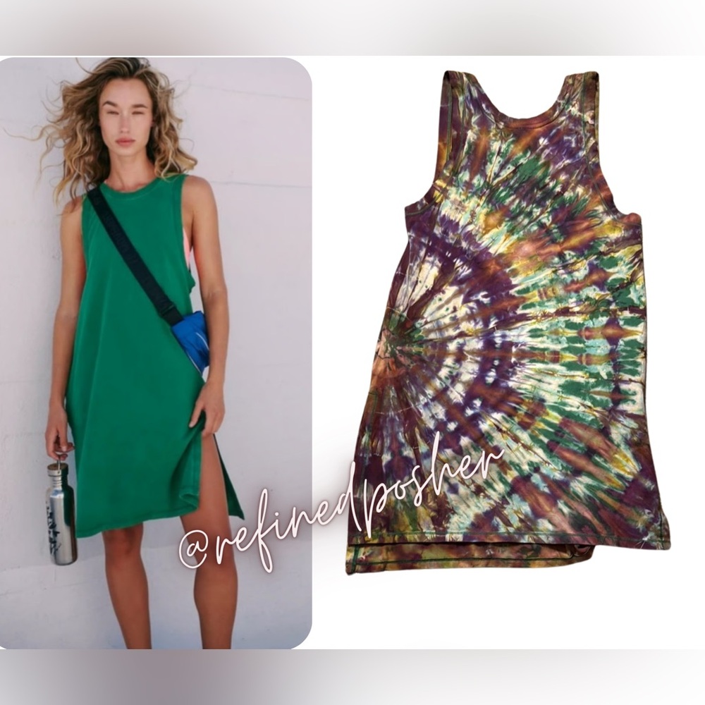 Free People Movement Hot Shot Tunic Tank size Medium NEW Green Reverse Tie Dye